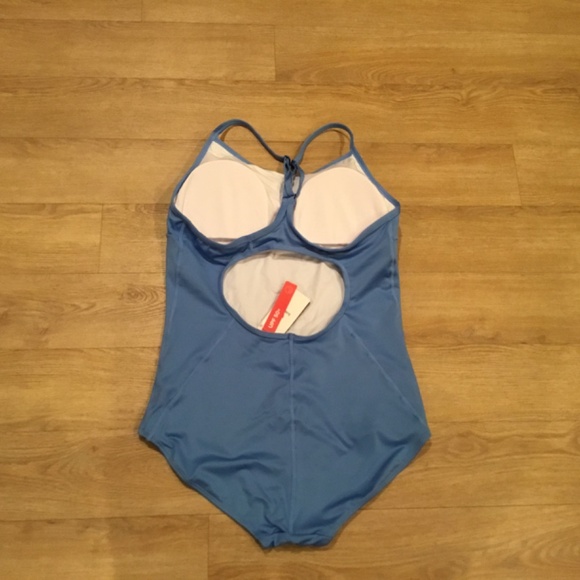 Women's Sky Blue Athletic Training One Piece Bathing Suit - Picture 8 of 9